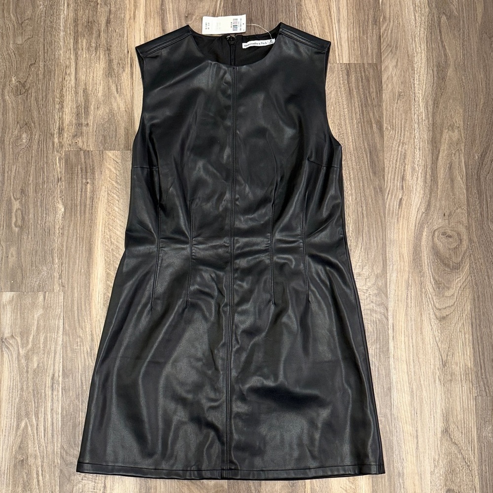 Abercrombie & Fitch Black Sleeveless Faux Leather Mini Dress